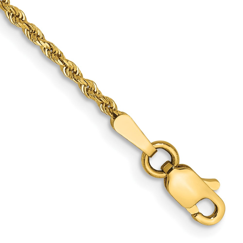 14K 5.5 inch 1.5mm Diamond-cut Rope with Lobster Clasp Chain