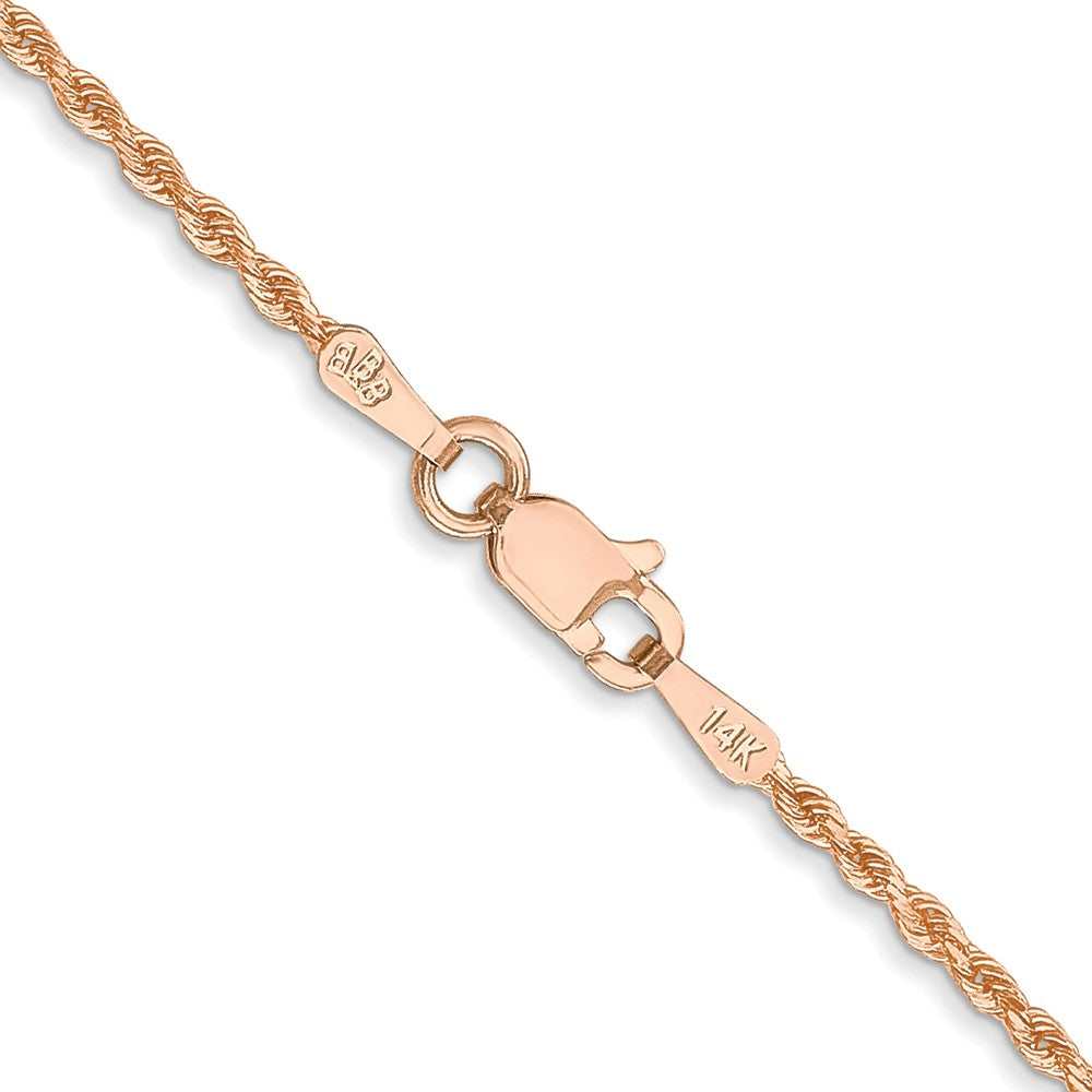 14K Rose Gold 16 inch 1.5mm Diamond-cut Rope with Lobster Clasp Chain
