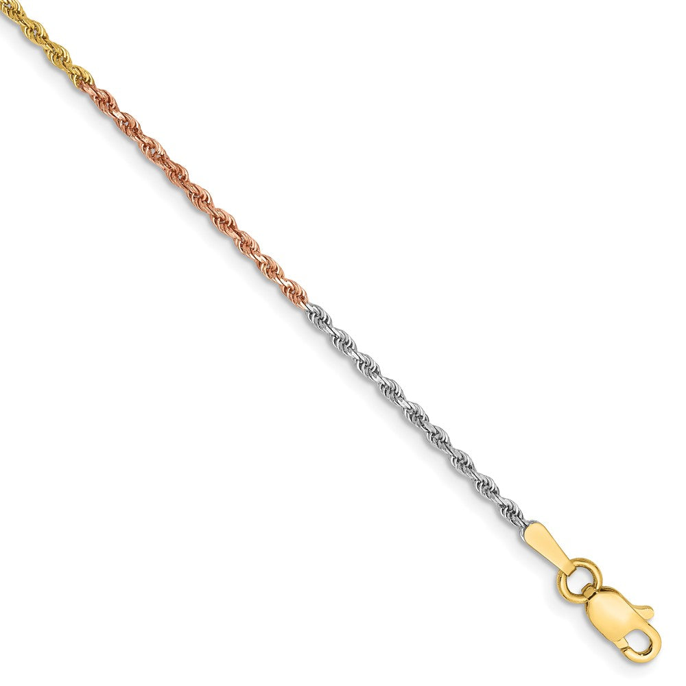 Solid;Diamond-cut;14K Tri-color;Lobster