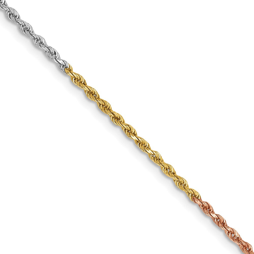 Solid;Diamond-cut;14K Tri-color;Lobster