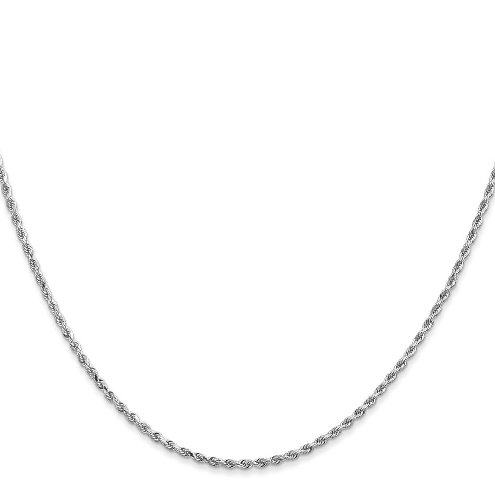 14K White Gold 30 inch 1.5mm Diamond-cut Rope with Lobster Clasp Chain