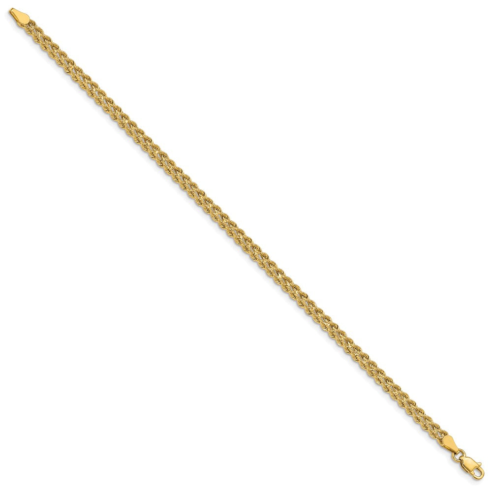 14k 3.75mm Wide Double Strand Rope 7 inch Bracelet