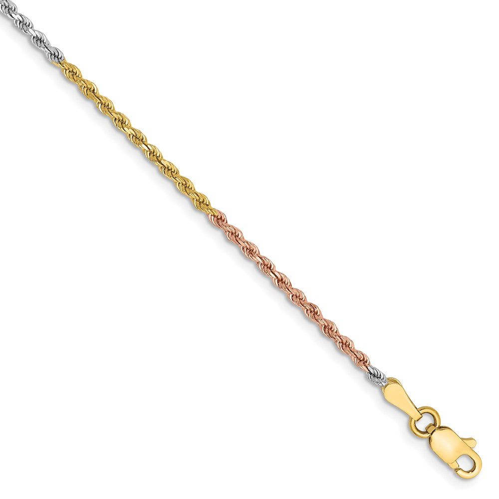 Solid;Diamond-cut;14K Tri-color;Lobster