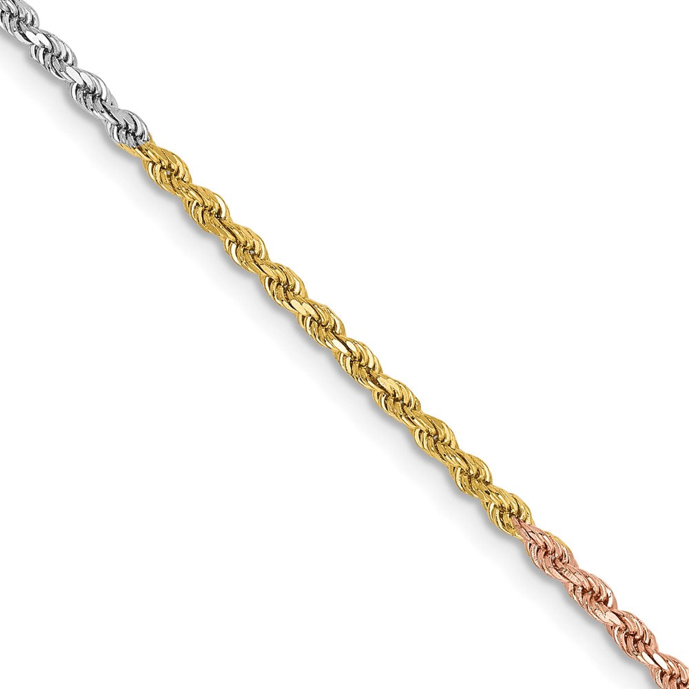 Solid;Diamond-cut;14K Tri-color;Lobster