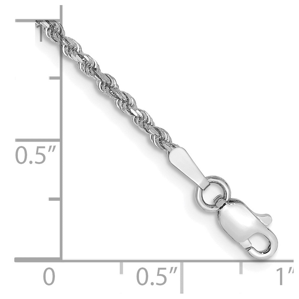 14K White Gold 5.5 inch 1.75mm Diamond-cut Rope with Lobster Clasp Chain