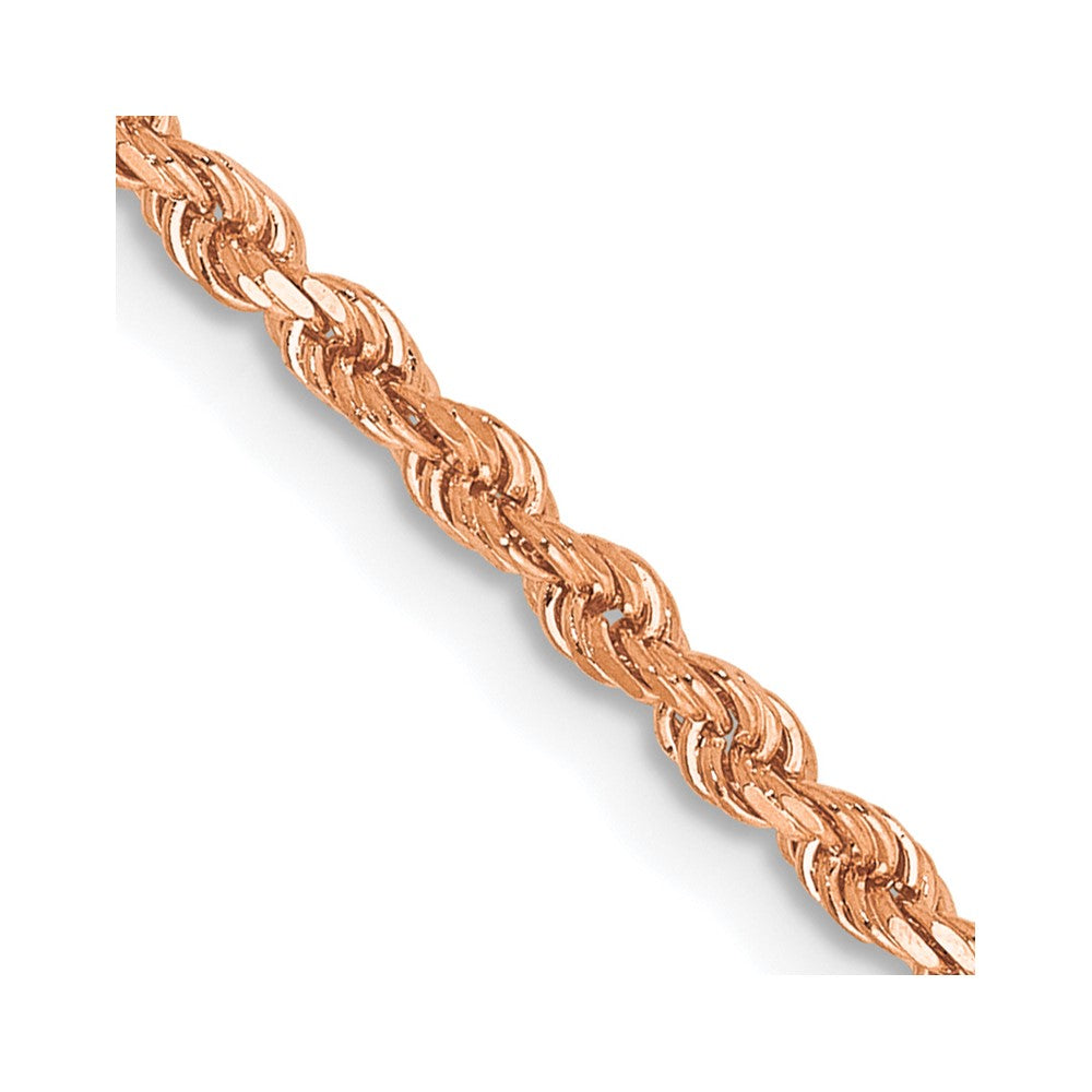 14K Rose Gold 16 inch 2mm Diamond-cut Rope with Lobster Clasp Chain