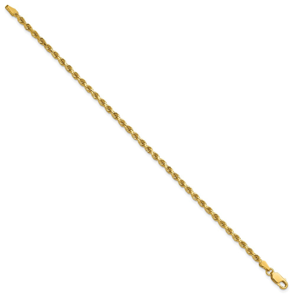 14K 8 inch 2.75mm Diamond-cut Rope with Lobster Clasp Chain