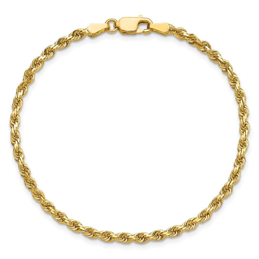 14K 7 inch 2.75mm Diamond-cut Rope with Lobster Clasp Chain