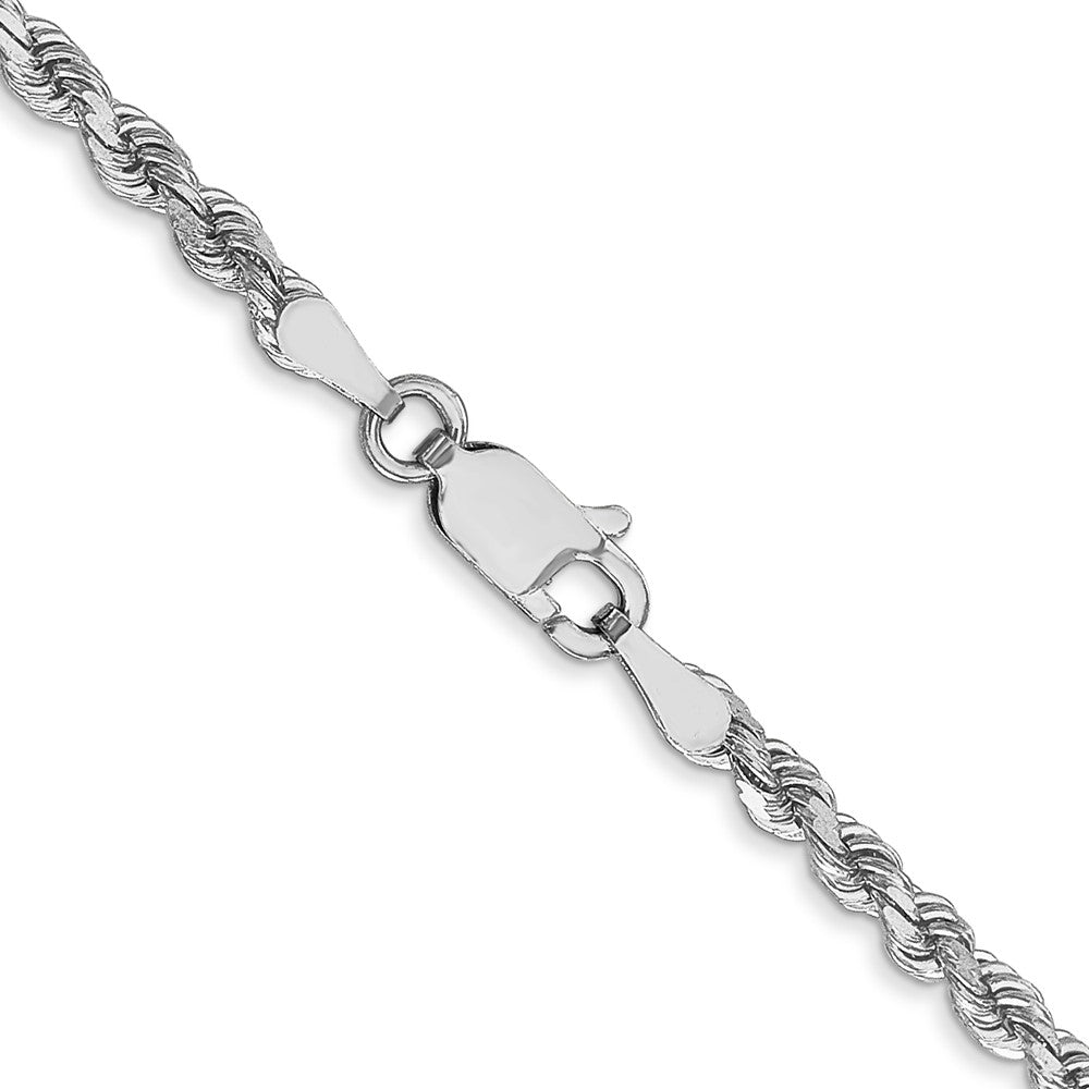 14K White Gold 16 inch 2.75mm Diamond-cut Rope with Lobster Clasp Chain