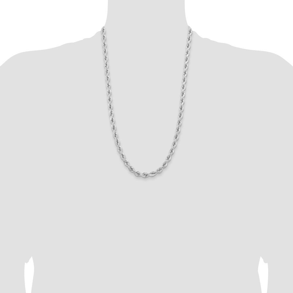 14k WG 6.5mm  D/C Rope with Fancy Lobster Clasp Chain