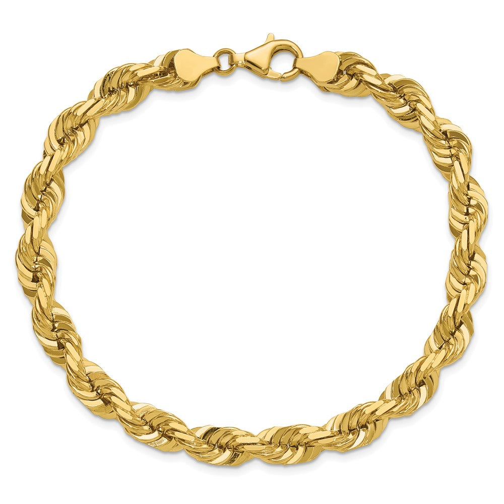 14K 9 inch 7mm Diamond-cut Rope with Fancy Lobster Clasp Chain