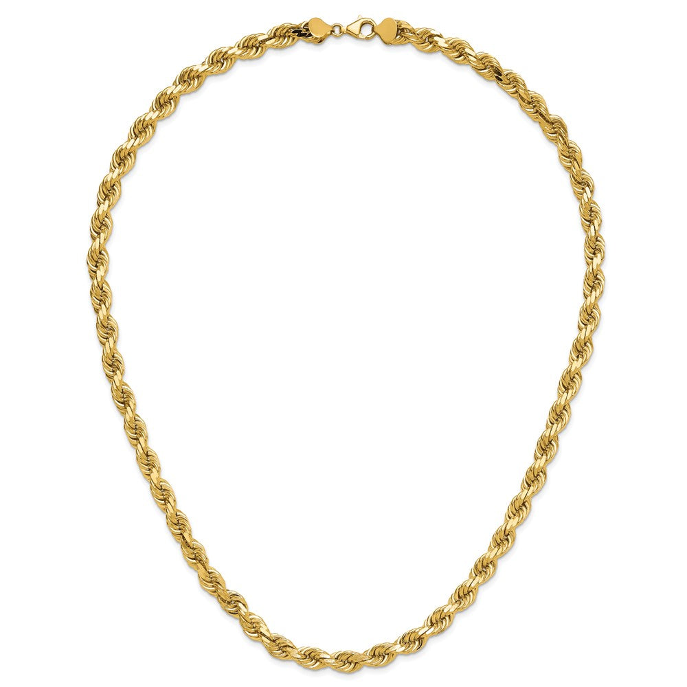 14K 24 inch 8mm Diamond-cut Rope with Fancy Lobster Clasp Chain