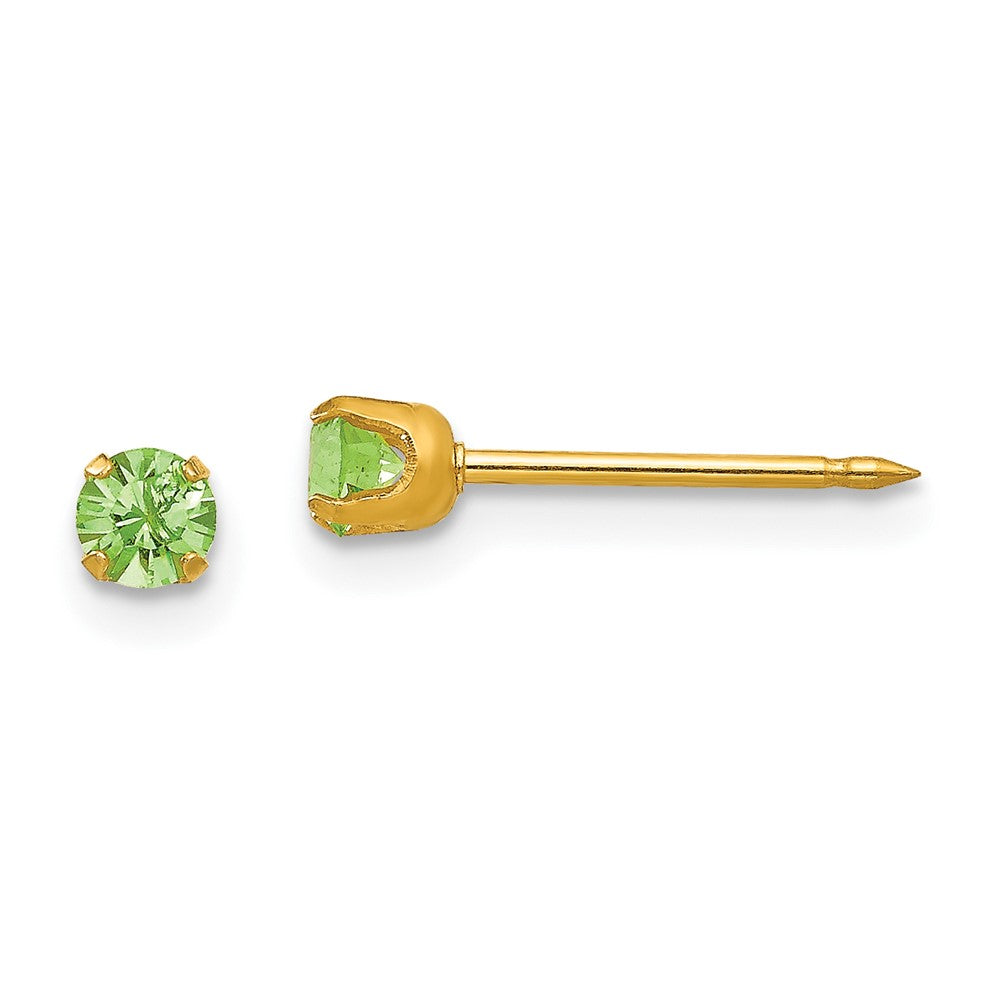 Polished;14k Yellow gold;Post;Crystal
