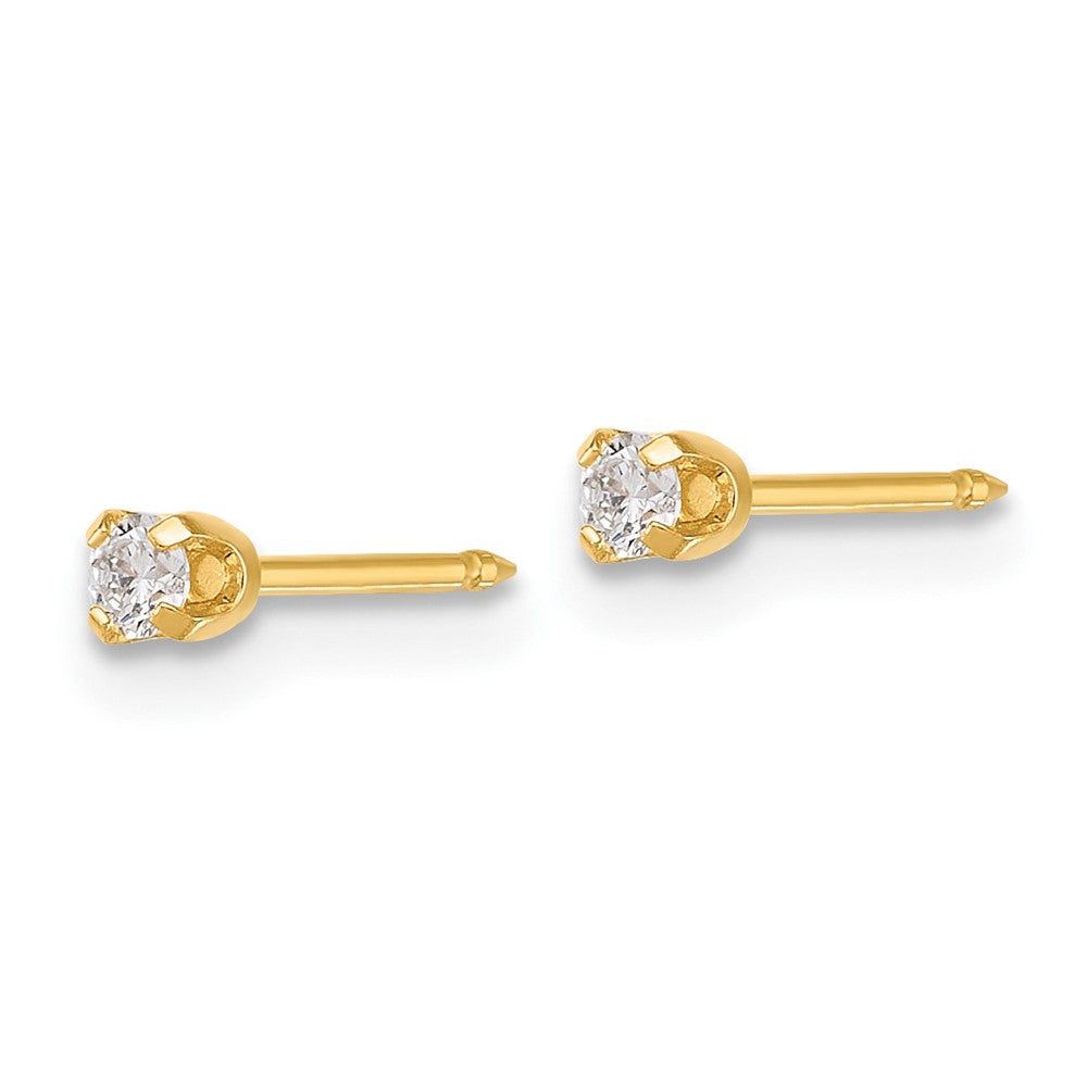 Inverness 14k Polished 2.4mm .10ct Lab Grown Diamond Short Post Piercing Earrings