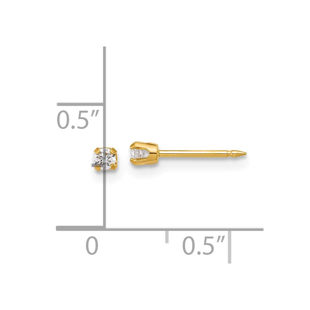 Inverness 14k Polished 2.4mm .10ct Lab Grown Diamond Short Post Piercing Earrings