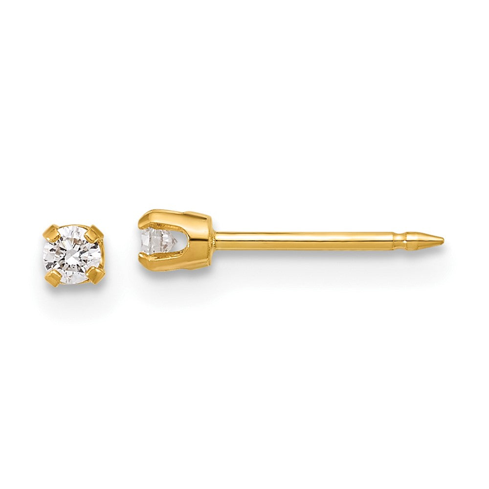 Inverness 14k Polished 2.4mm .10ct Lab Grown Diamond Short Post Piercing Earrings