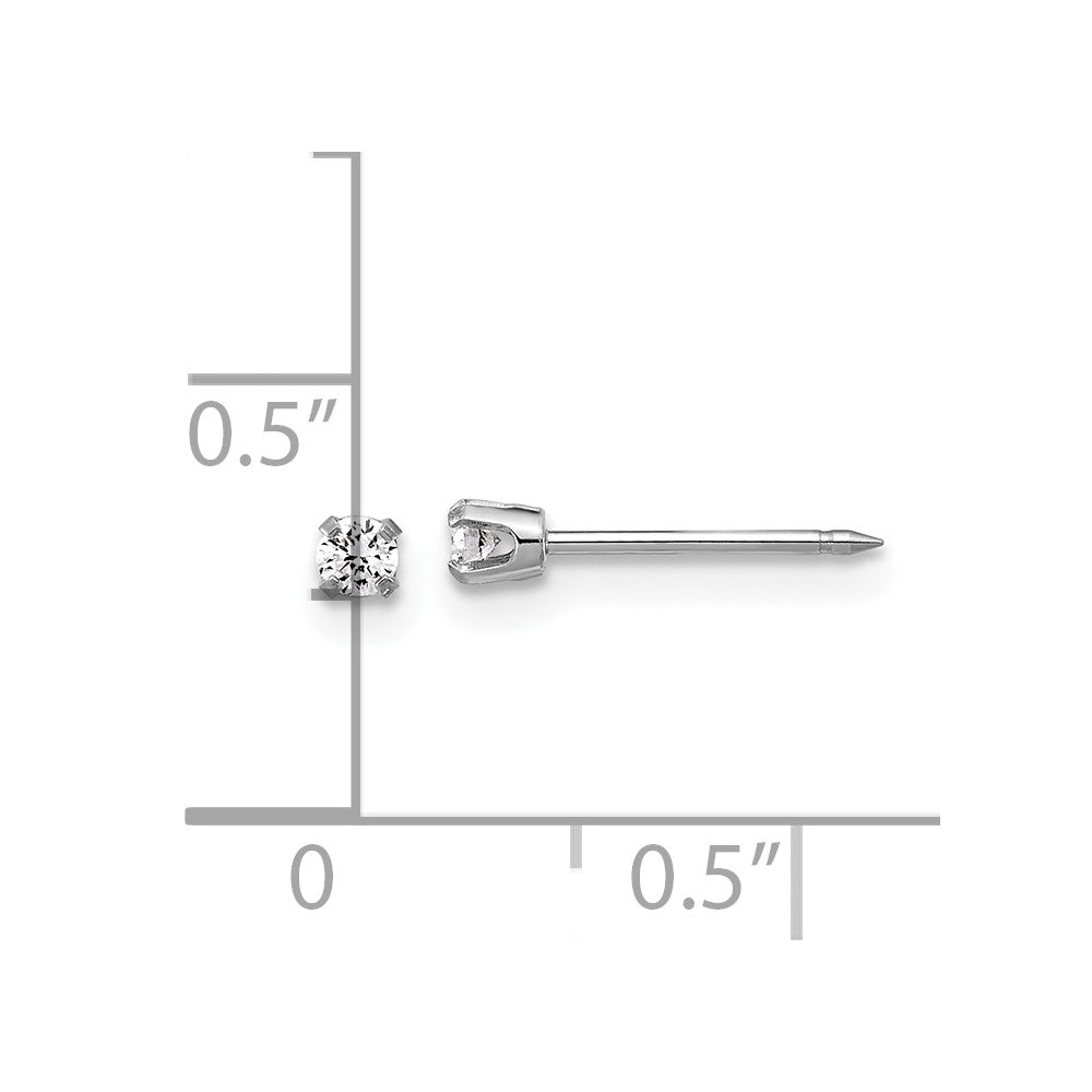 Inverness 14k White Gold 2.4mm .10ct Lab Grown Diamond Short Post Piercing Earrings