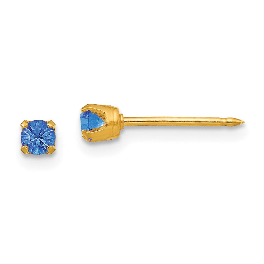 Polished;14k Yellow gold;Post;Crystal