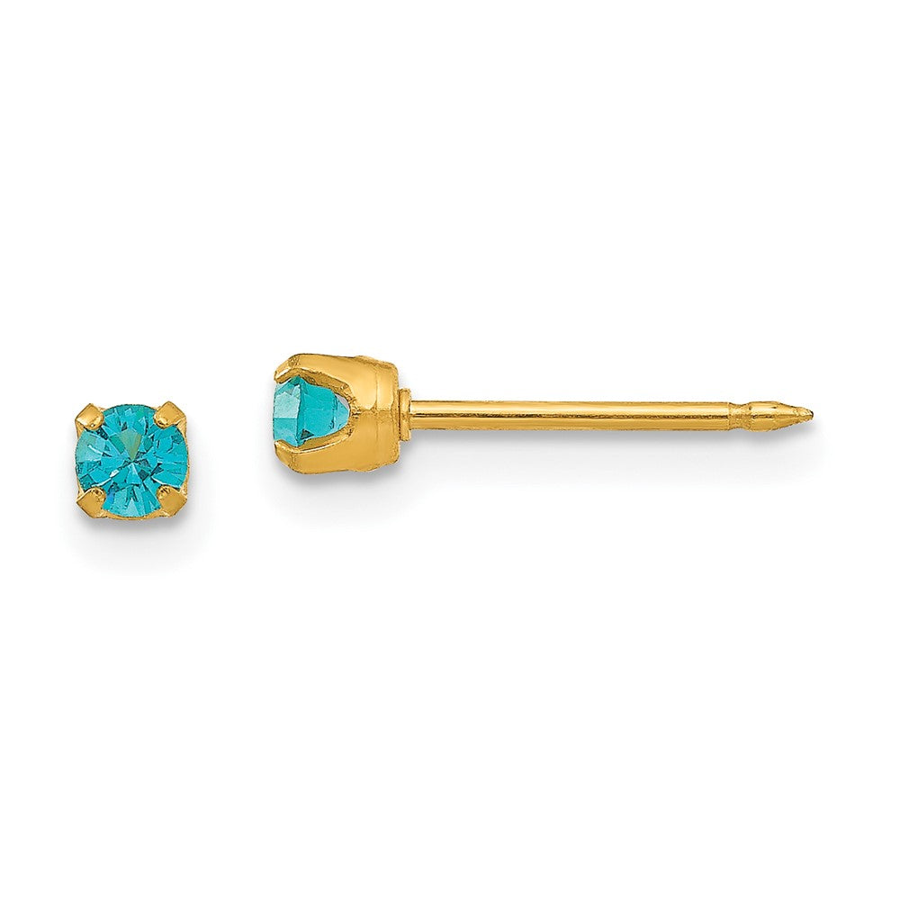 Polished;14k Yellow gold;Post;Crystal