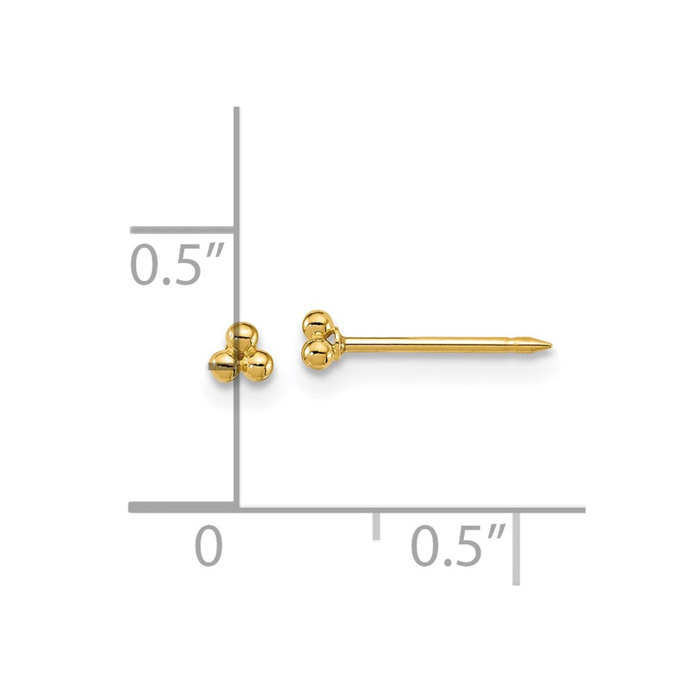 Inverness 14k Polished 3mm Triple Ball Post Piercing Earrings