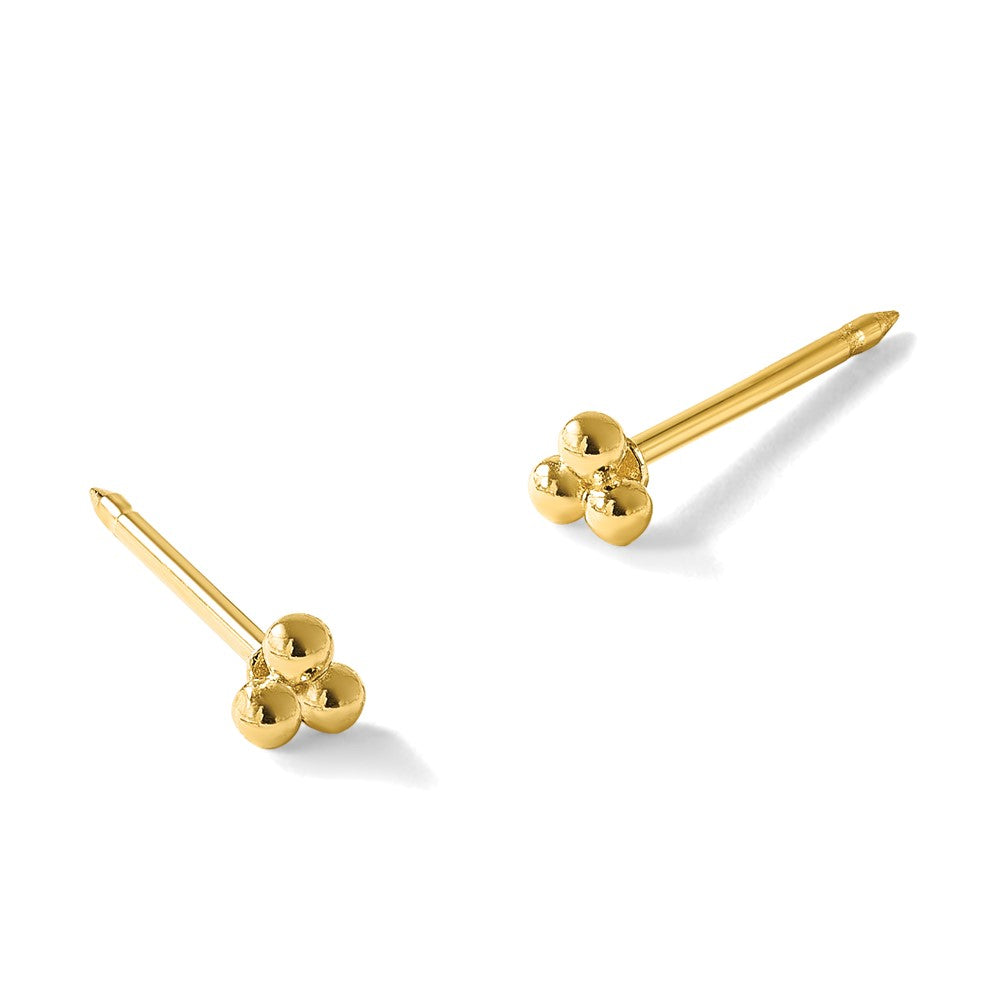 Inverness 14k Polished 3mm Triple Ball Post Piercing Earrings
