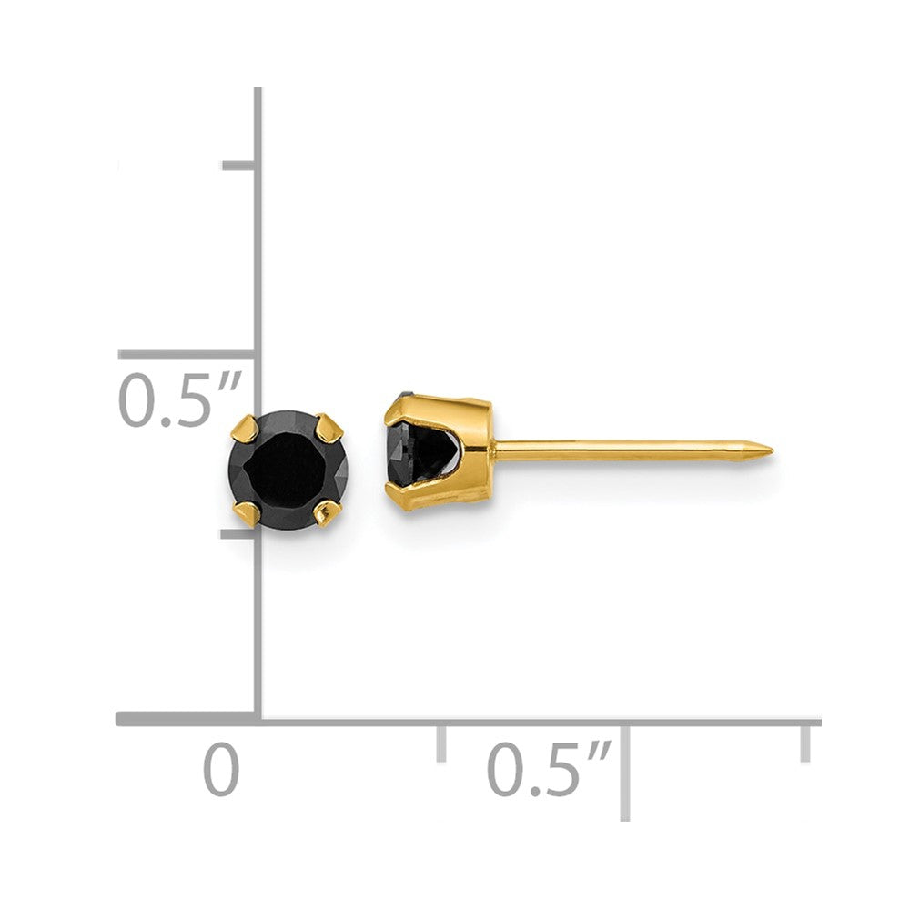 Inverness 14k Polished 4mm Black CZ Stud Post Piercing Earrings