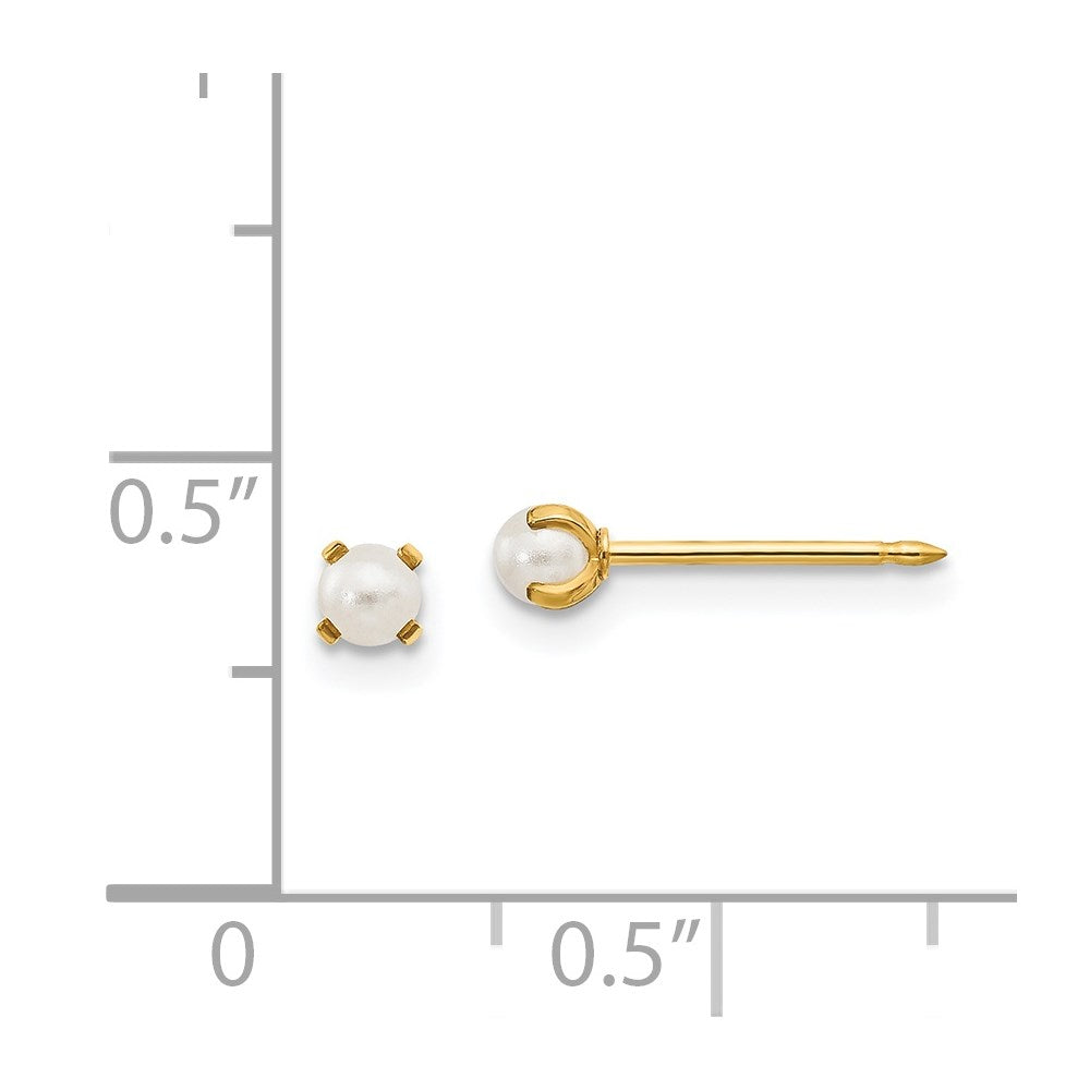 Inverness 14k 3mm Simulated Pearl Post Earrings