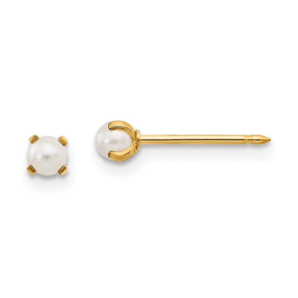Polished;14k Yellow gold;Post;Simulated