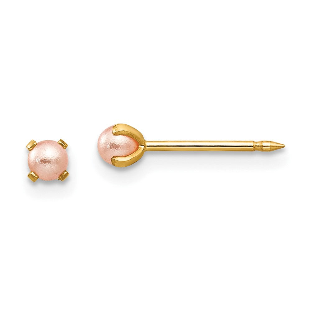 Polished;14k Yellow gold;Post;Simulated