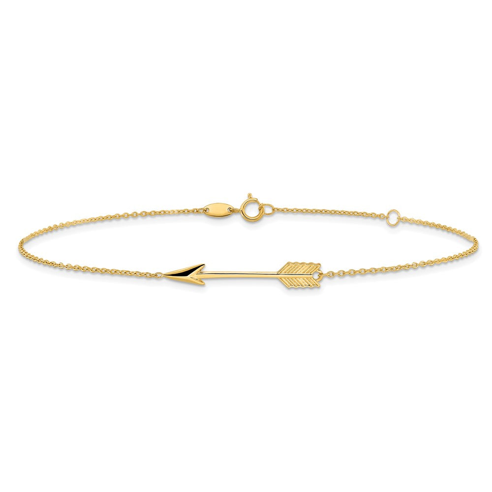 10k Polished Arrow 9 inch Plus 1 inch Extender - Total 10 inch Anklet