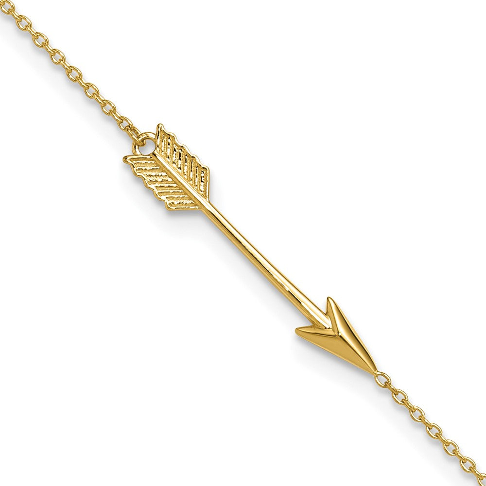 10k Polished Arrow 9 inch Plus 1 inch Extender - Total 10 inch Anklet