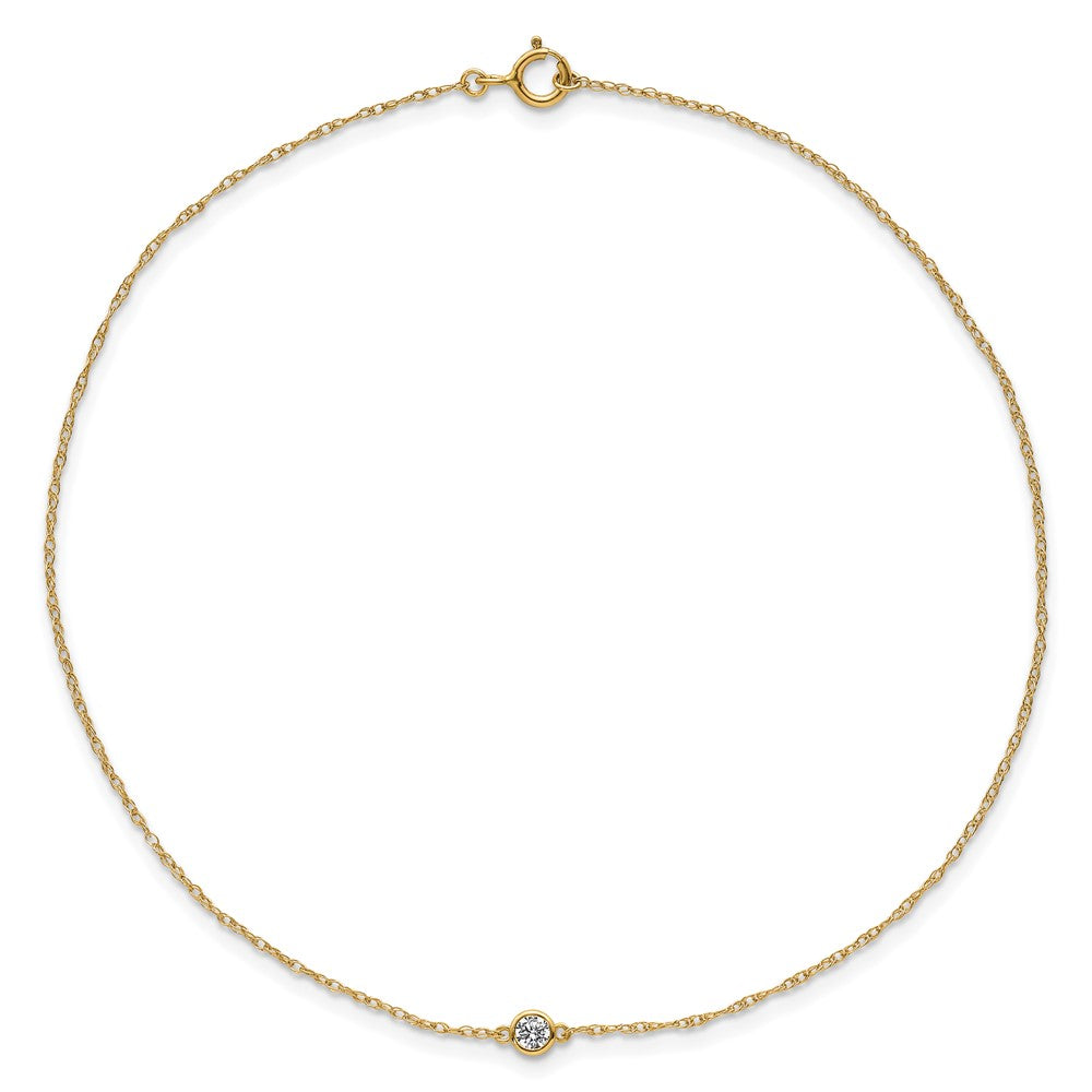 10k Polished Bezel-set 3.7mm CZ 10 inch Anklet