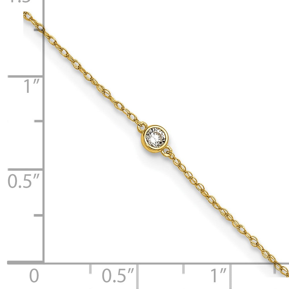 10k Polished Bezel-set 3.7mm CZ 10 inch Anklet