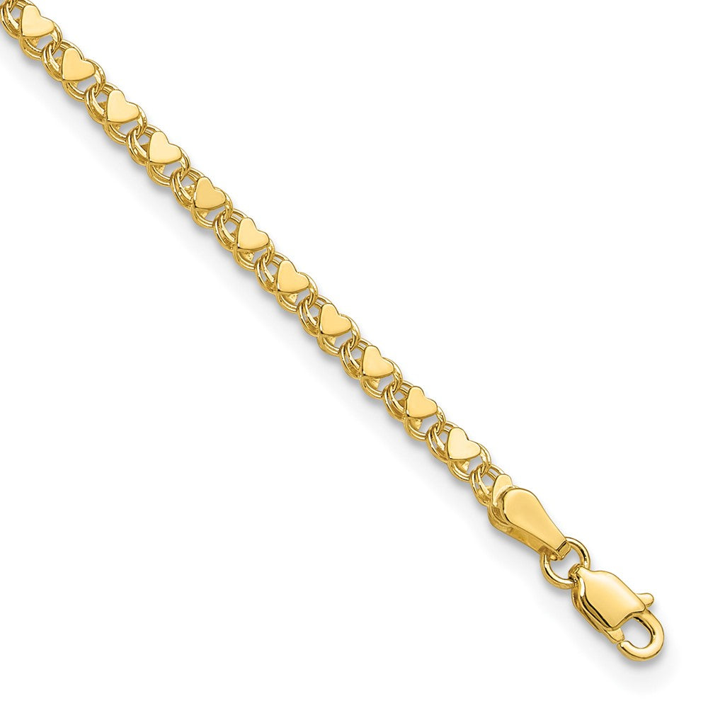 10k Polished Double-Sided 2.6mm Heart Links 10 inch Anklet