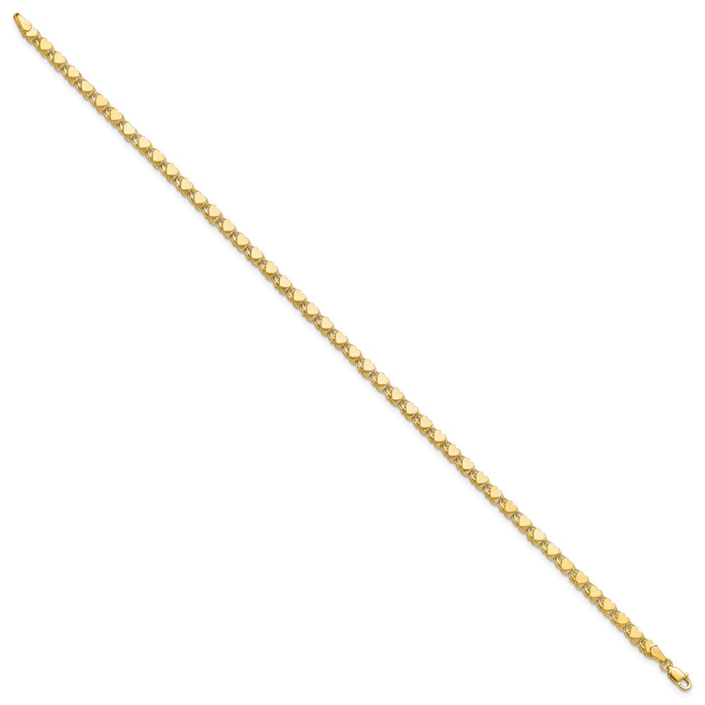 10k Polished Double-Sided 4mm Heart Links 10 inch Anklet