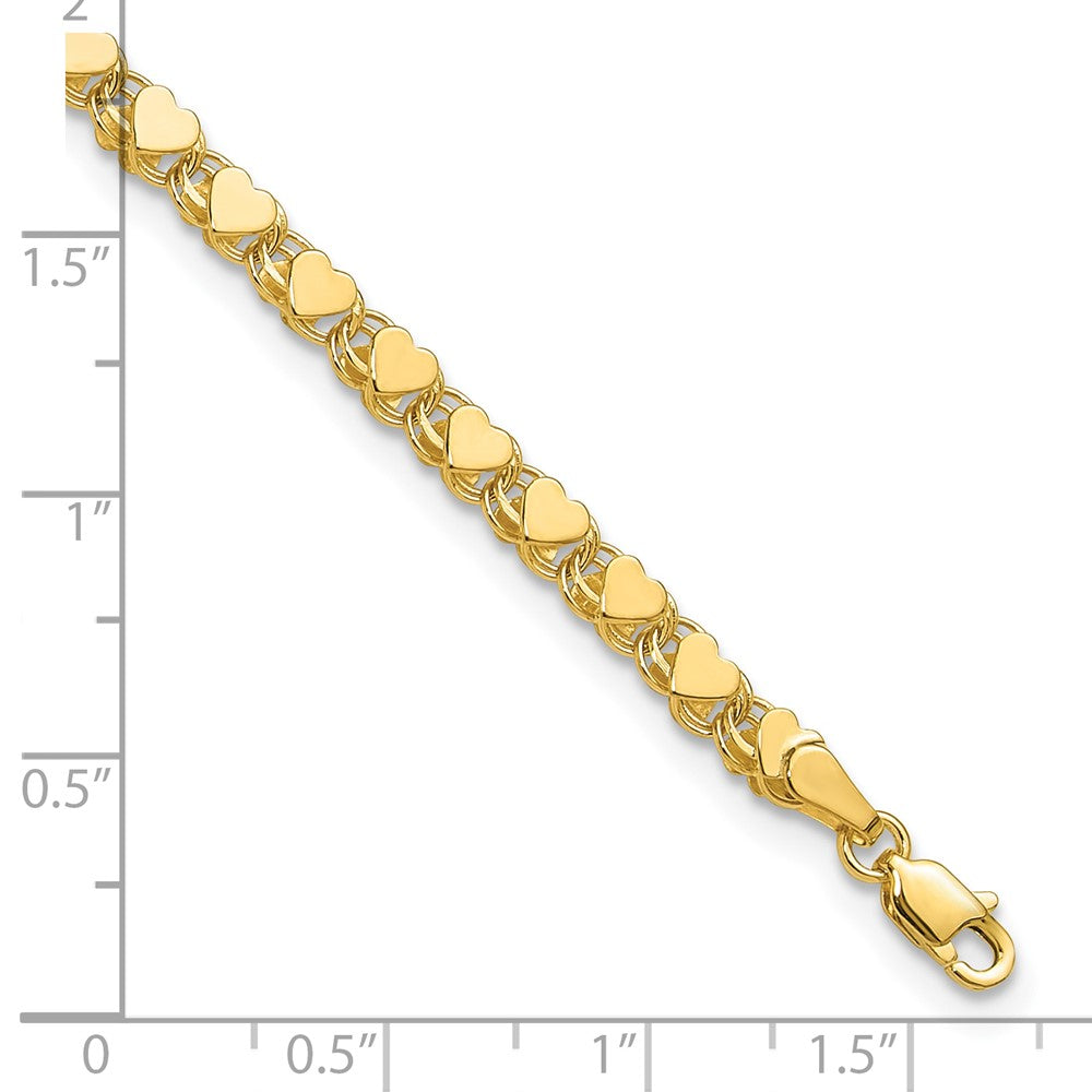 10k Polished Double-Sided 4mm Heart Links 10 inch Anklet