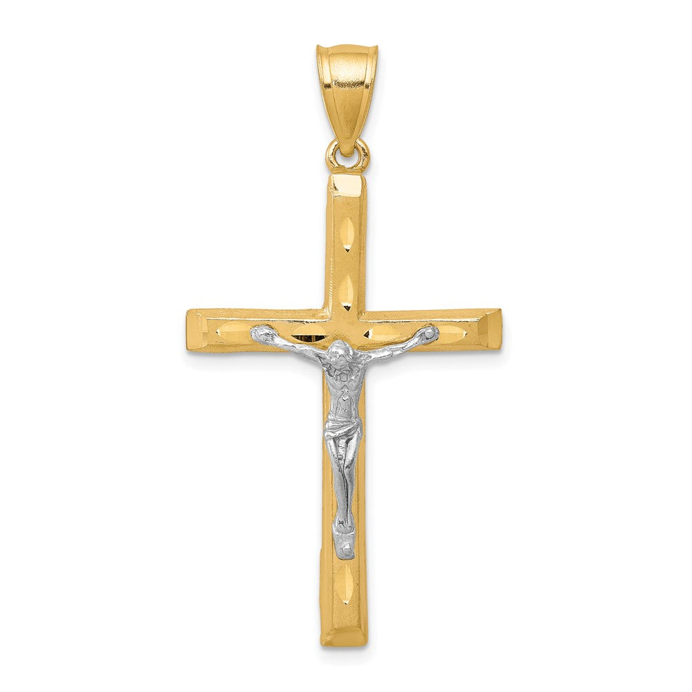 Diamond-cut;Polished;10K Yellow gold;Rhodium