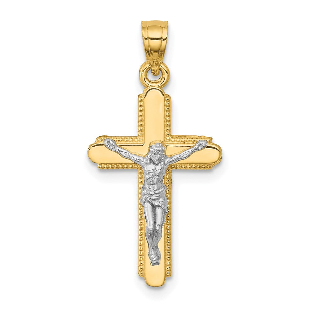 Polished;10K Yellow gold;Rhodium;Textured;Concave