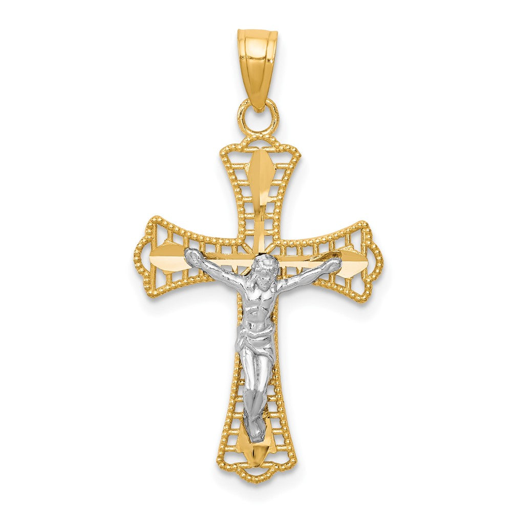 Diamond-cut;Polished;10K Yellow gold;Rhodium