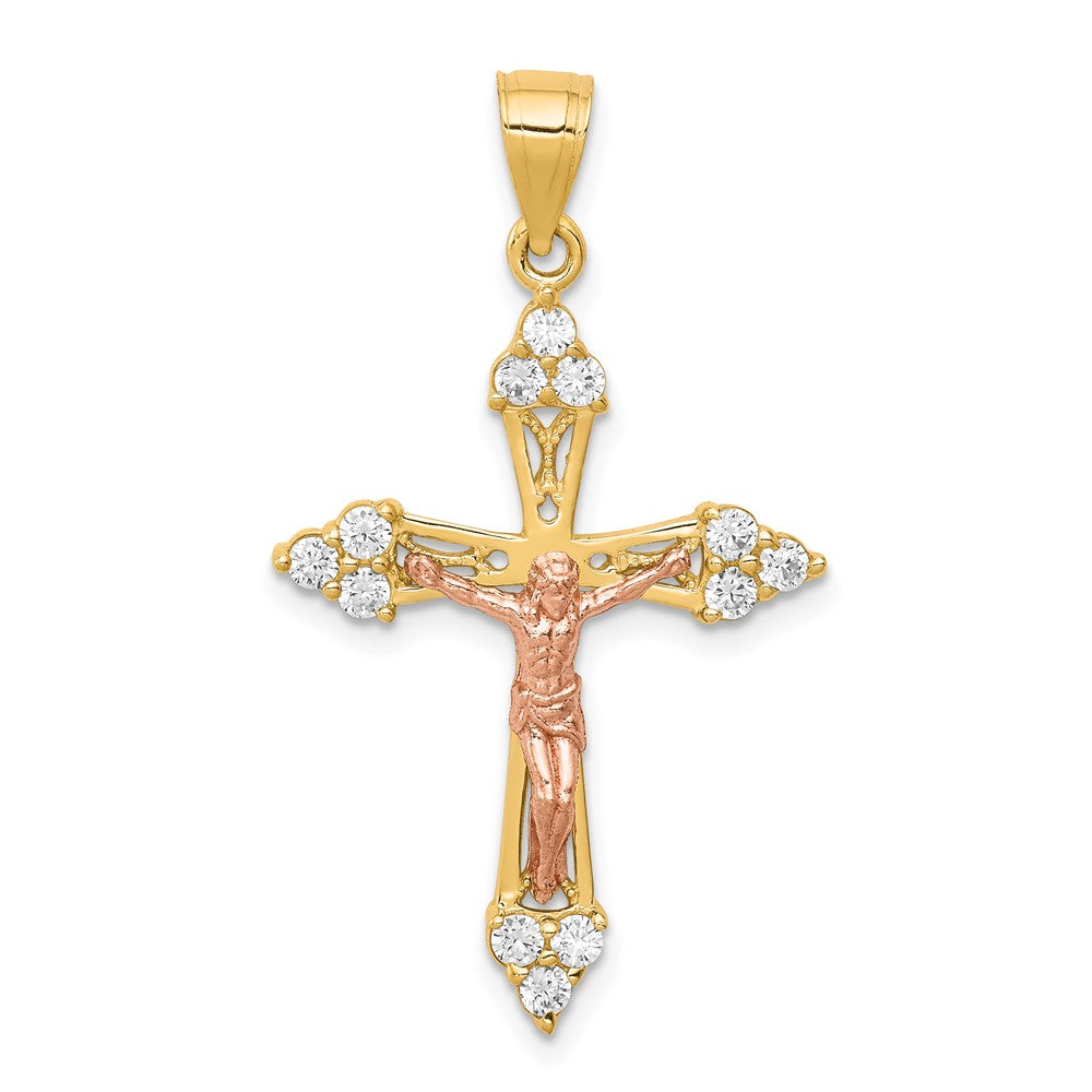 Polished;10K Two-tone;CZ