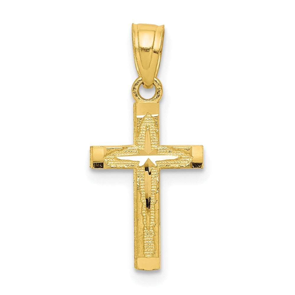 Diamond-cut;Polished;10K Yellow gold;Textured back