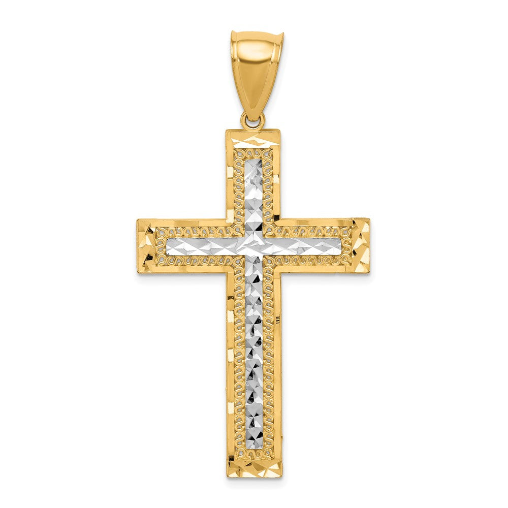 Diamond-cut;10K Yellow gold;Rhodium;Textured;Textured back