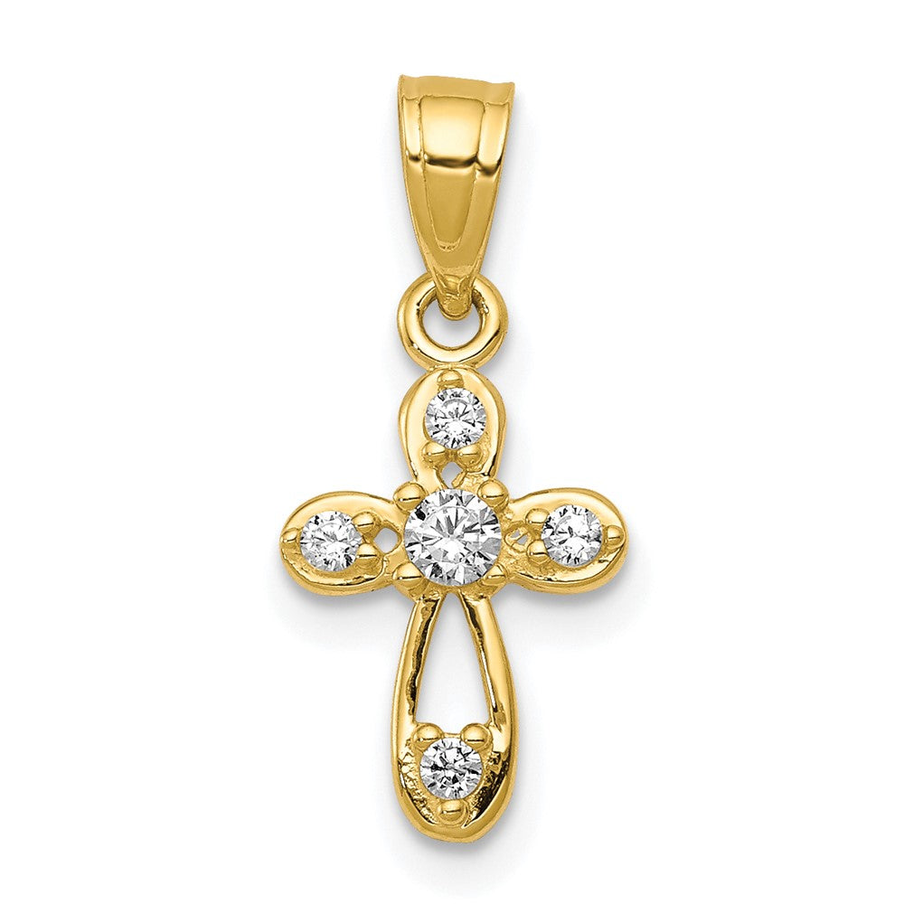 Polished;10K Yellow gold;CZ