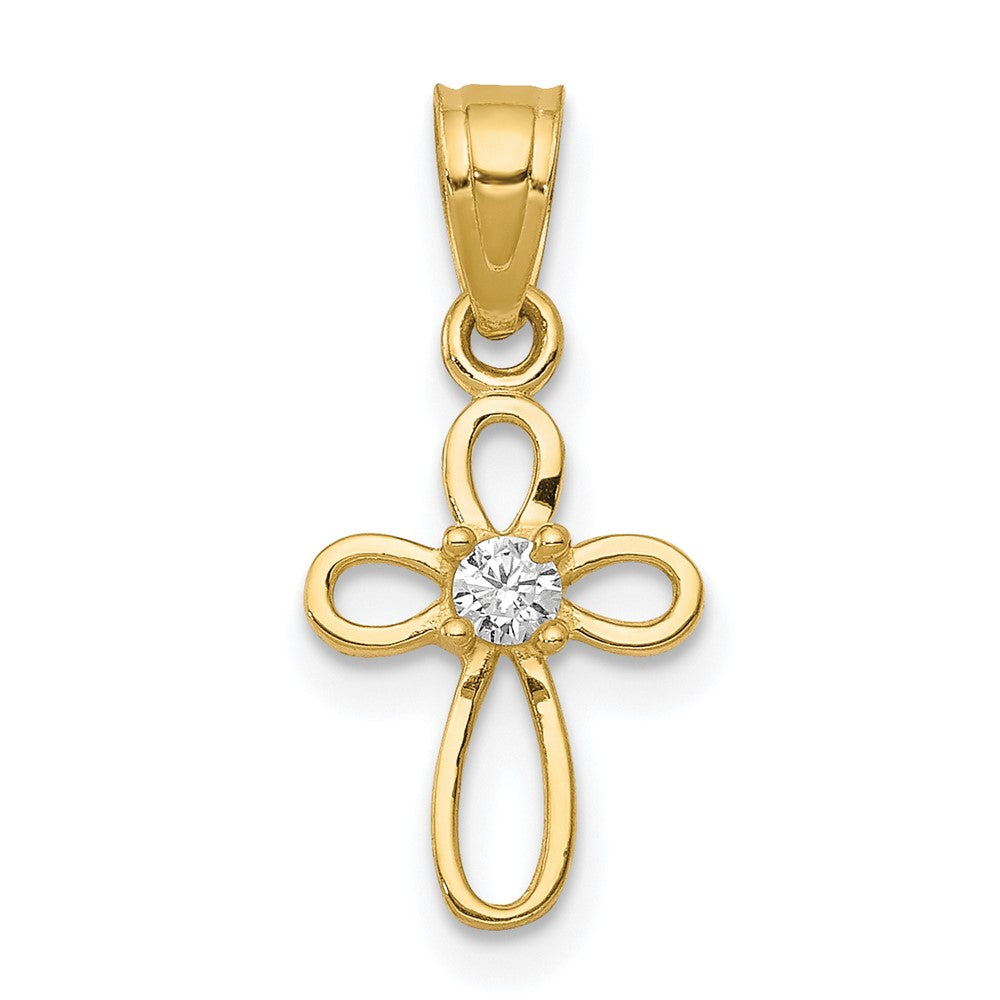 Polished;10K Yellow gold;CZ