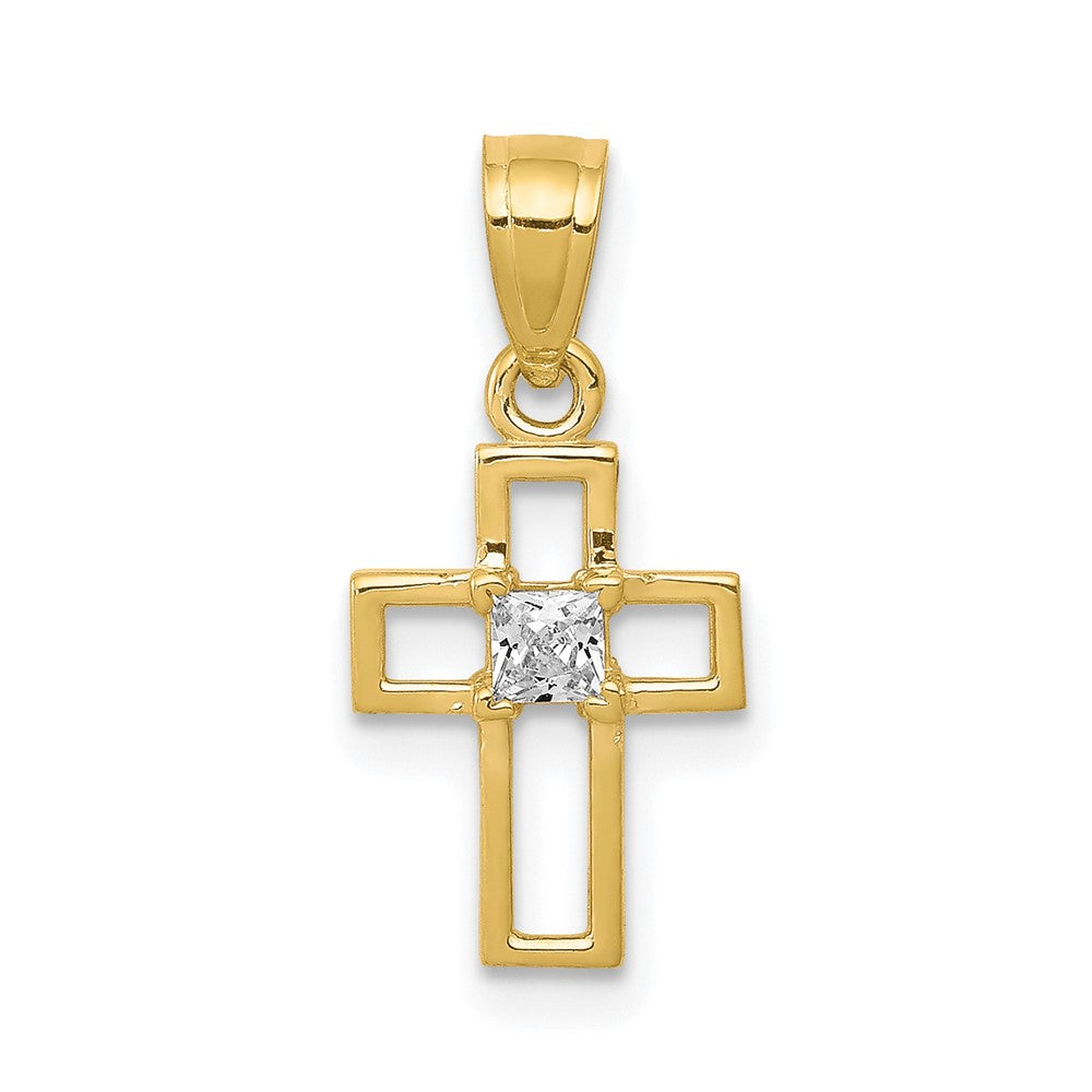 Polished;10K Yellow gold;CZ