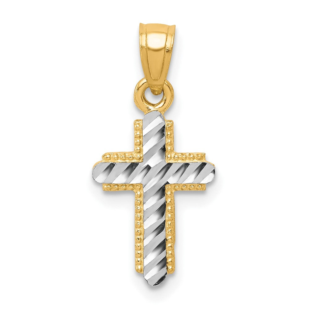 Diamond-cut;Polished;10K Yellow gold;Rhodium