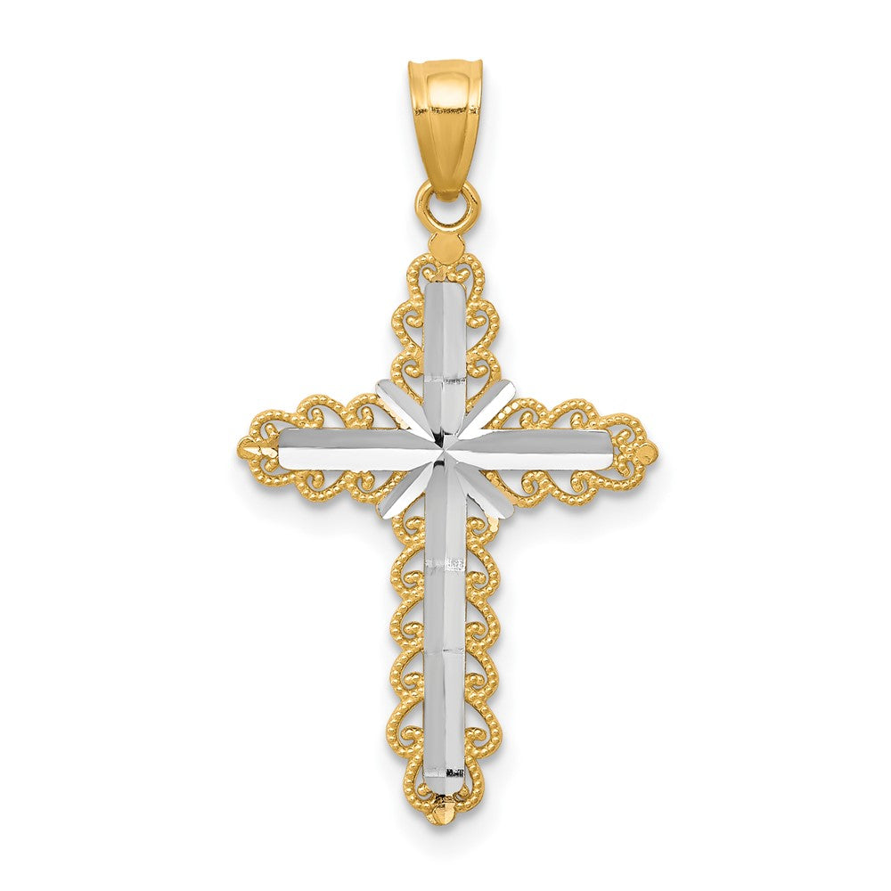 Diamond-cut;Polished;10K Yellow gold;Rhodium;Textured;Textured back