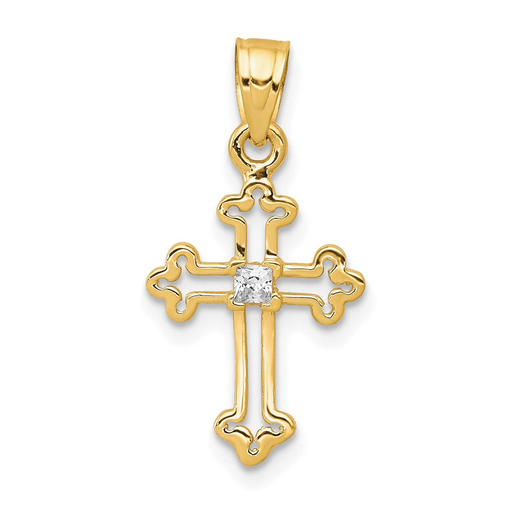 Polished;10K Yellow gold;CZ