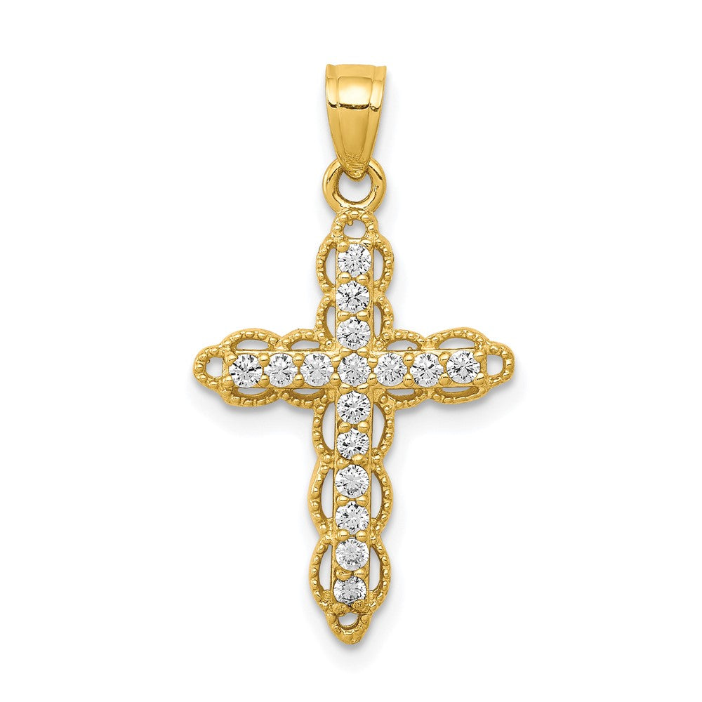 Polished;10K Yellow gold;CZ