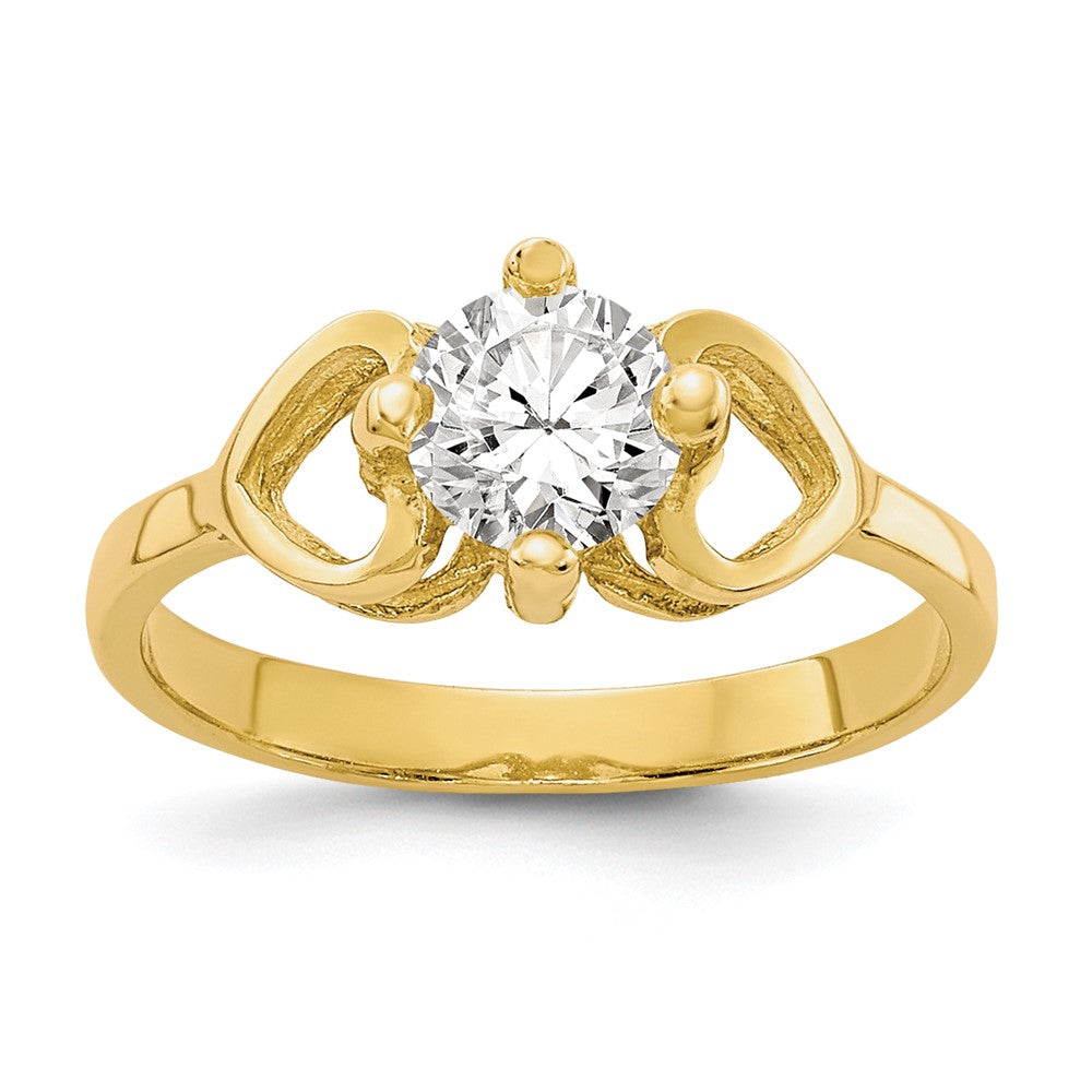 Polished;10K Yellow gold;CZ